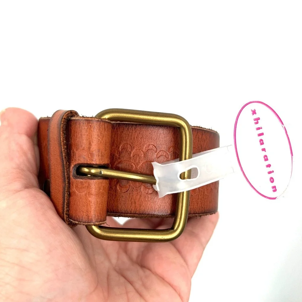 NEW Xhilaration brown‎ leather floral embossed boho y2k belt L